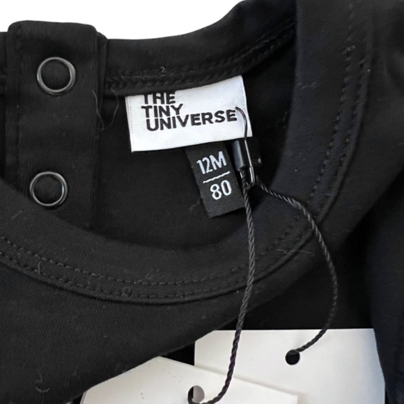 NWT The Tiny Universe Black Organic Bodysuit Tulle Ruffles 12 Months - Picture 6 of 9